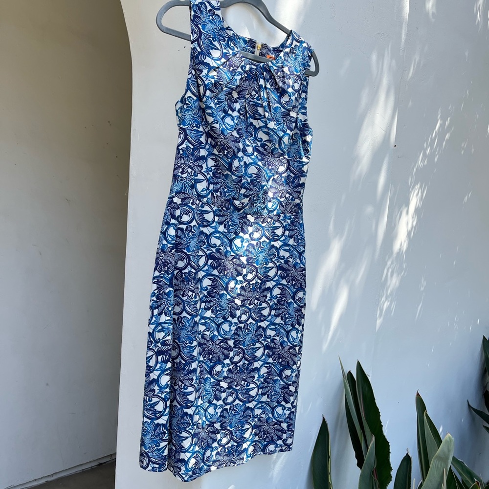 Tory Burch silk blue and white dress sz 8